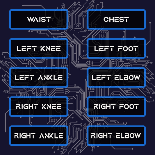 These labels are intended to make it easy for you to keep track of which tracker is for which limb between uses in virtual reality.